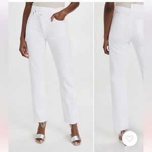 AGOLDE criss-cross straight jeans white